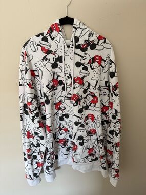 Hybrid Apparel White, Black & Pink Mickey Mouse Pullover Hoodie